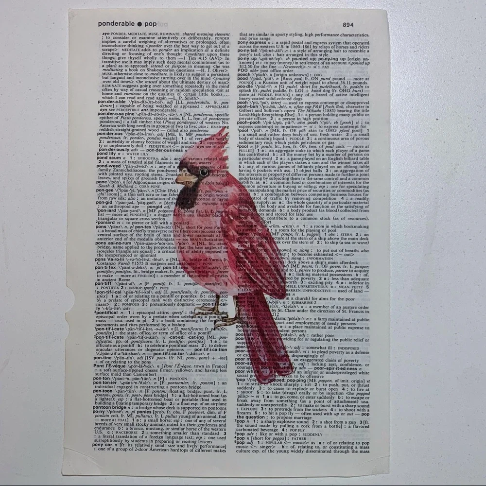 Dictionary Art Print Red Cardinal, Vintage Art Print
